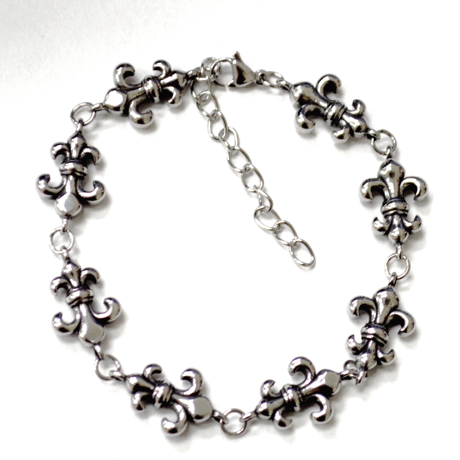 Fleur De Lis Stainless Steel Bracelet 84-1984-L