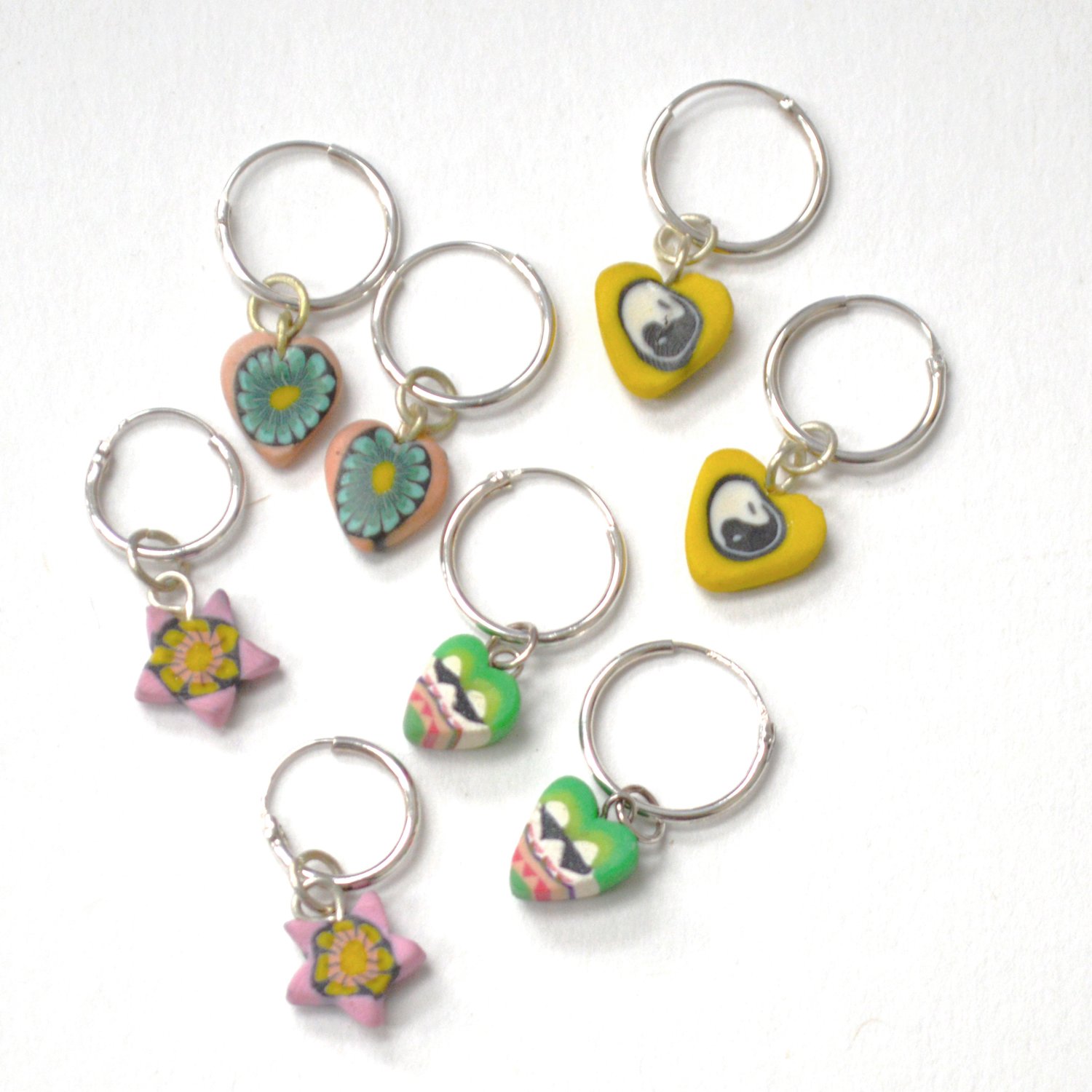 Sterling Silver Hoops Earrings with charms 53-5318