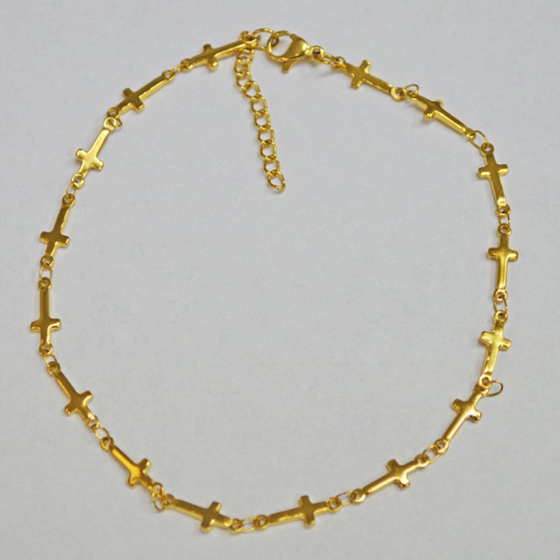 Cross Gold IP Plated  Anklet 82-162G