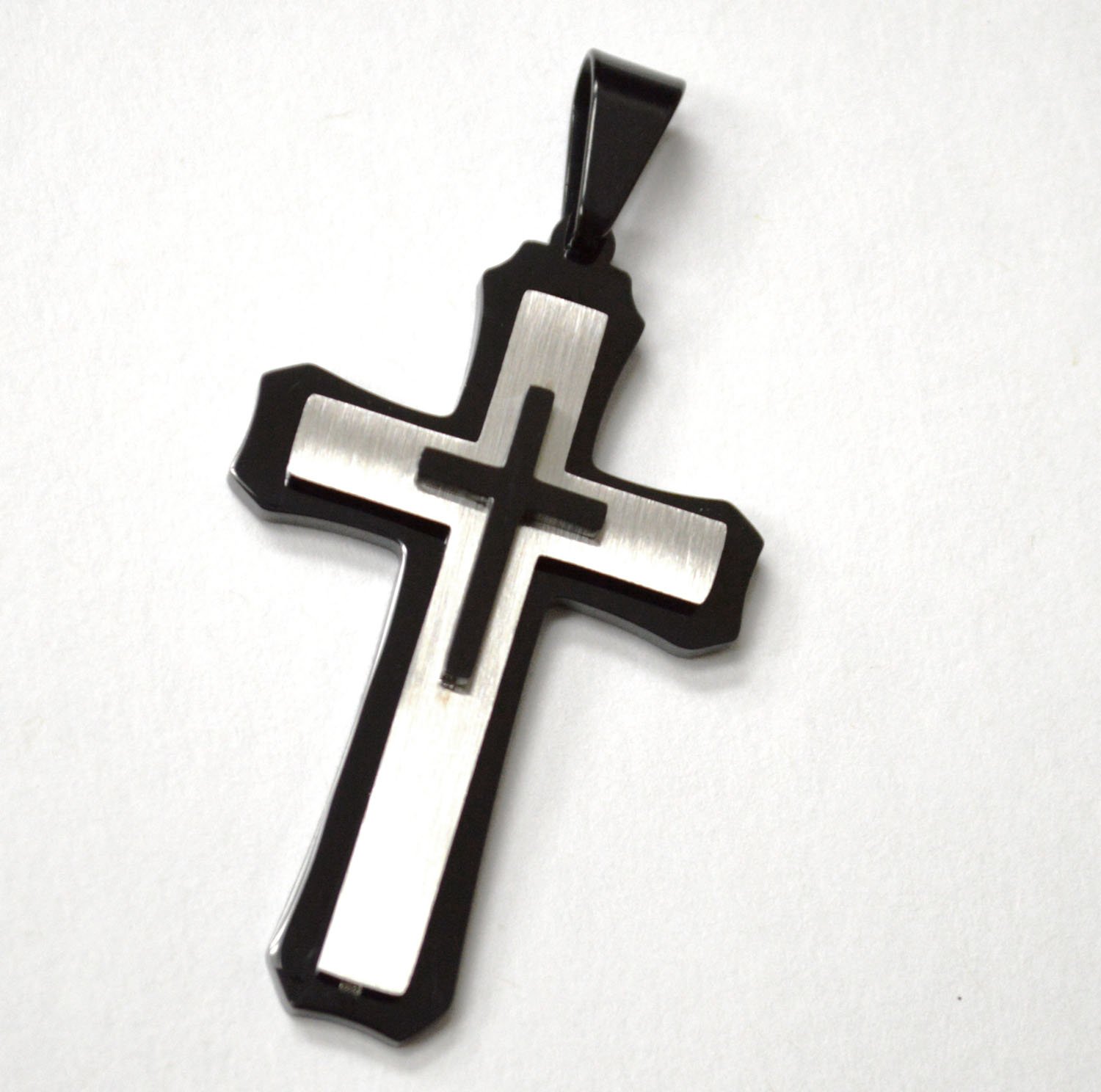 Cross 2 Tone Black Pendant   86-1364-2TS