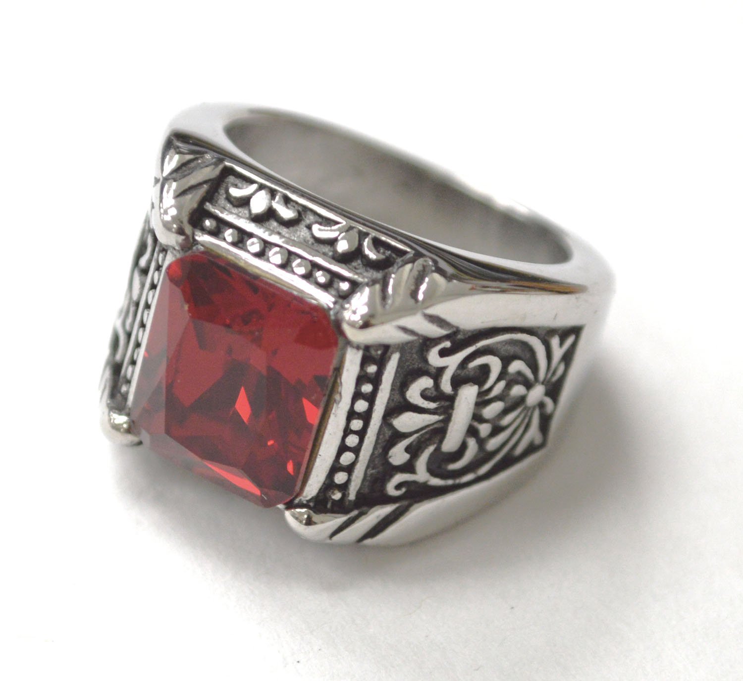 Red Stone Stainless Steel Ring 81-1623 Red