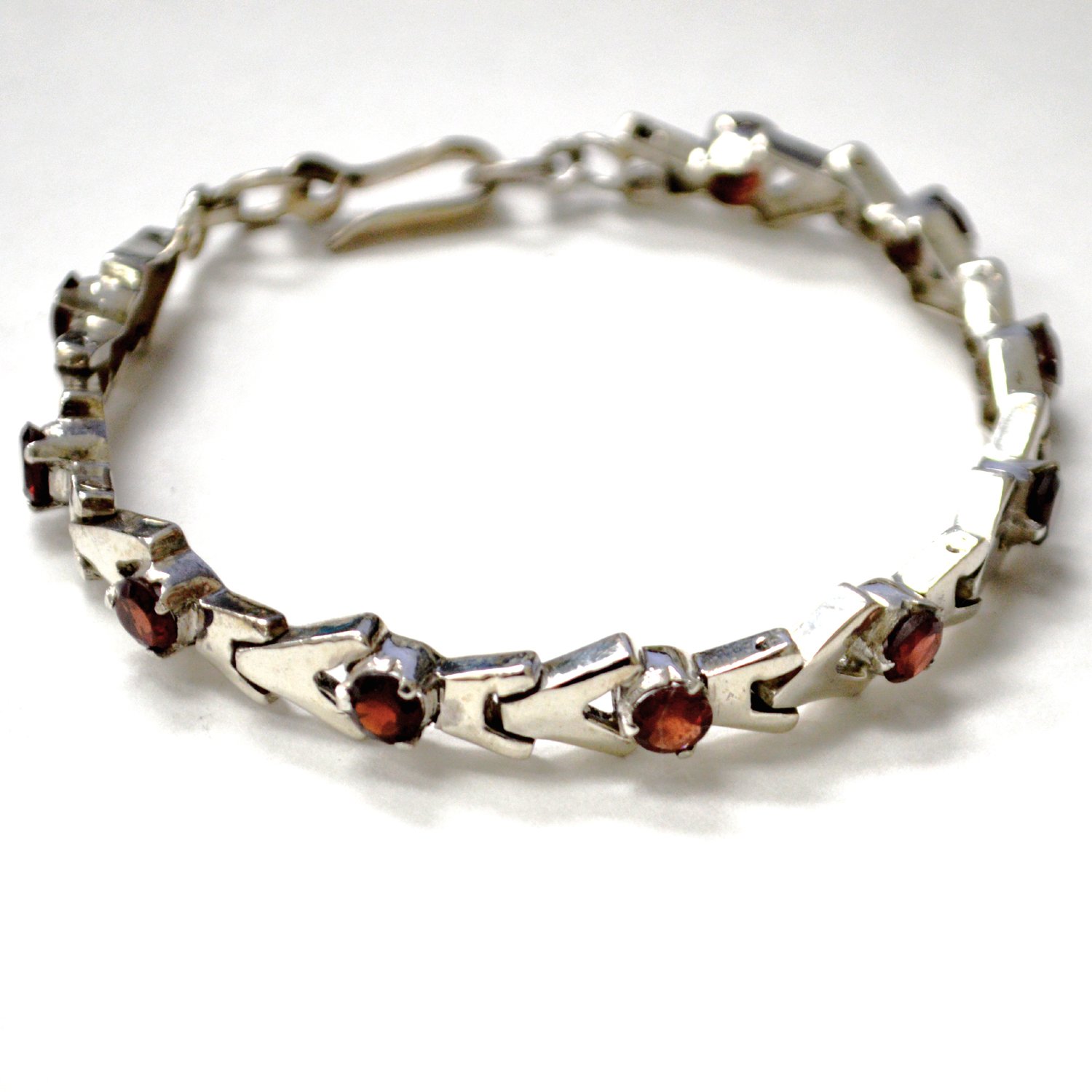 Sterling Silver Garnet Bracelet 54-2051