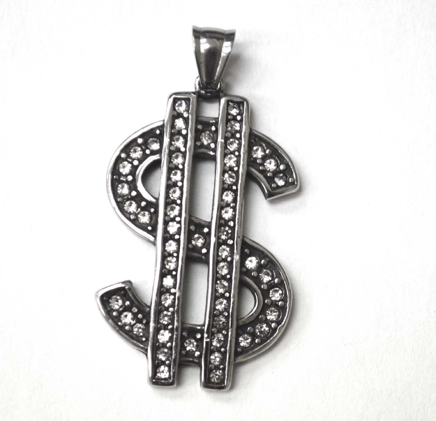 $ with Stones Stainless Steel Pendant 86-2344