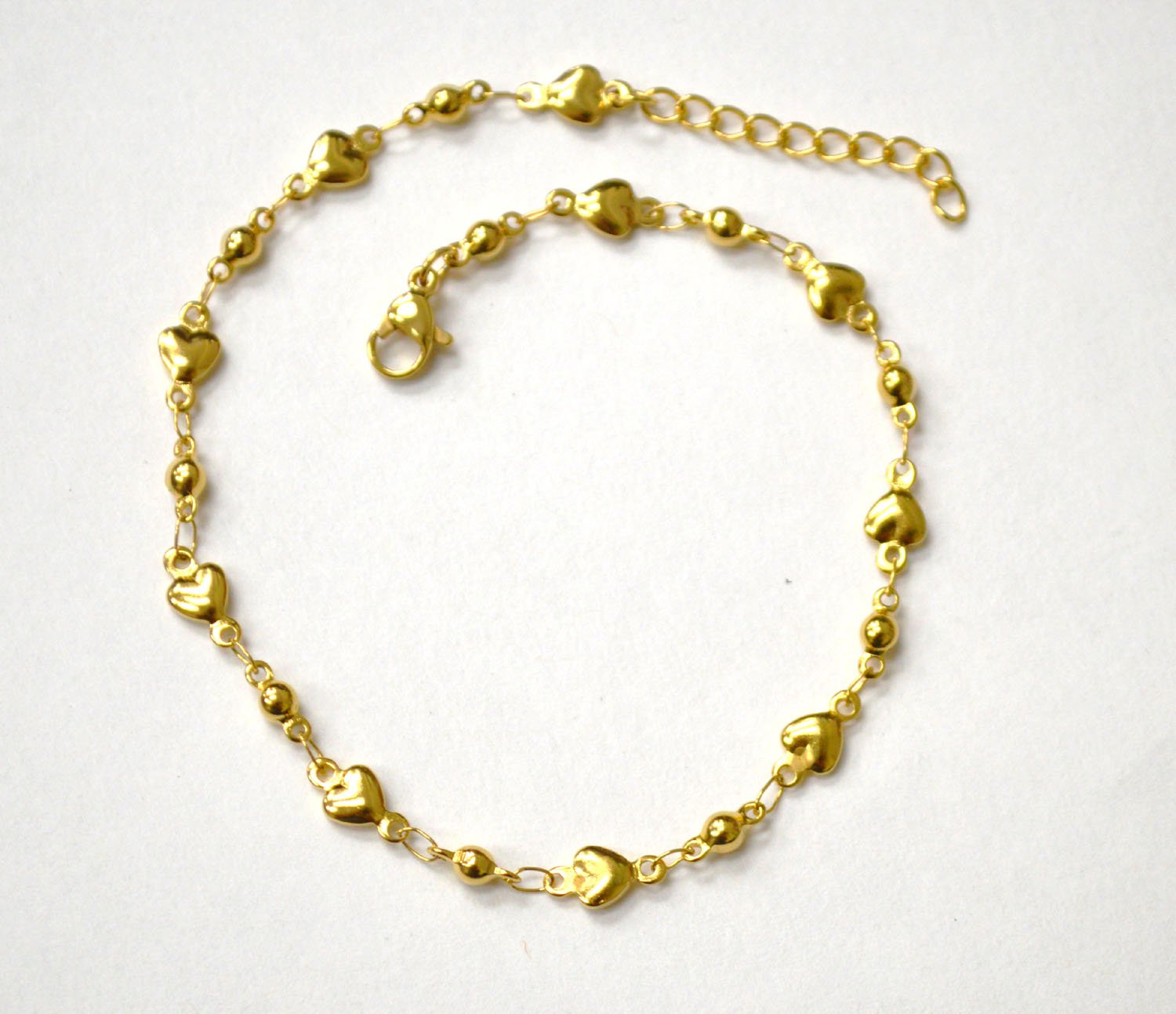 Heart Gold IP Plated Anklet 82-218G