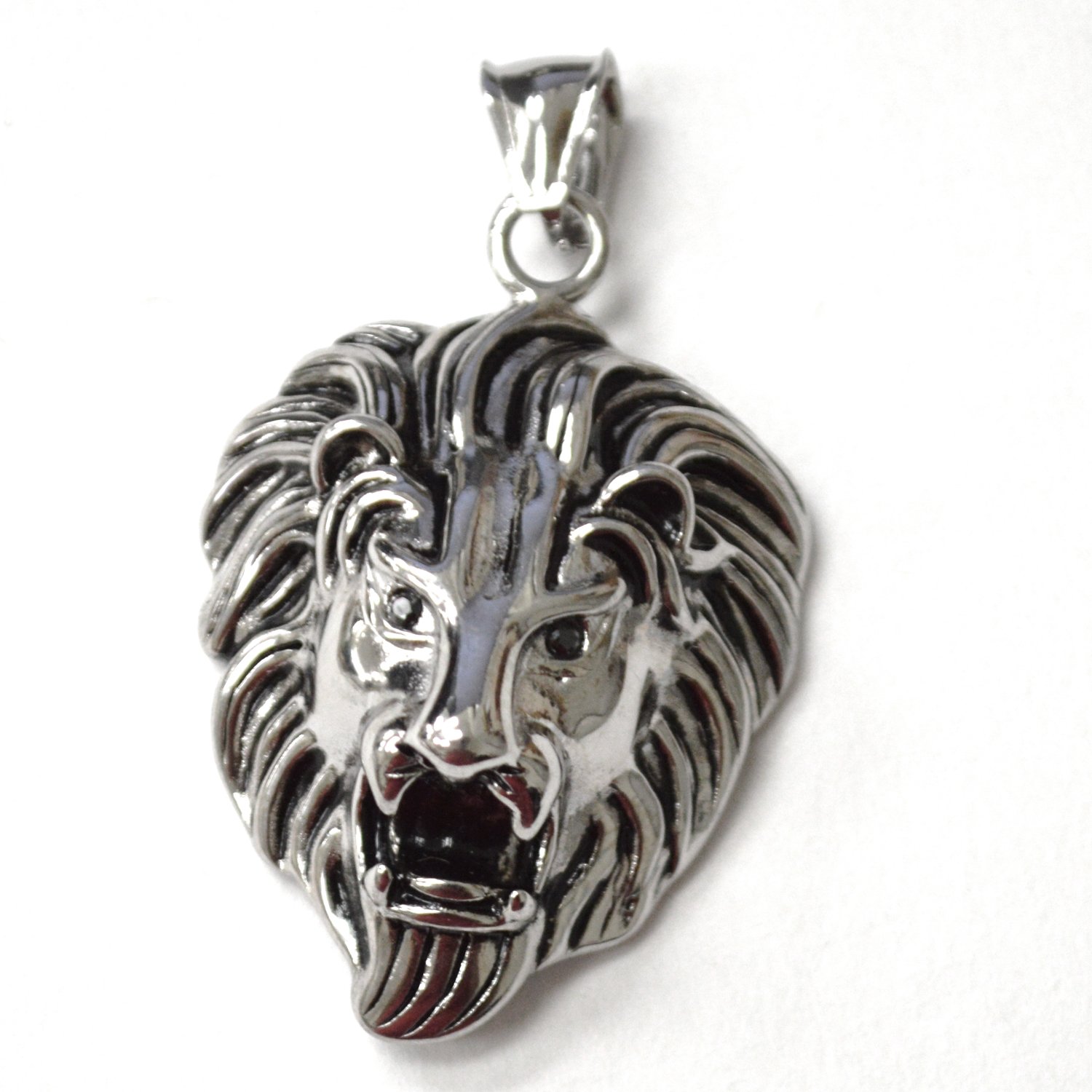 Lion Head with Stone Eye Stainless Steel Pendant 86-2894S