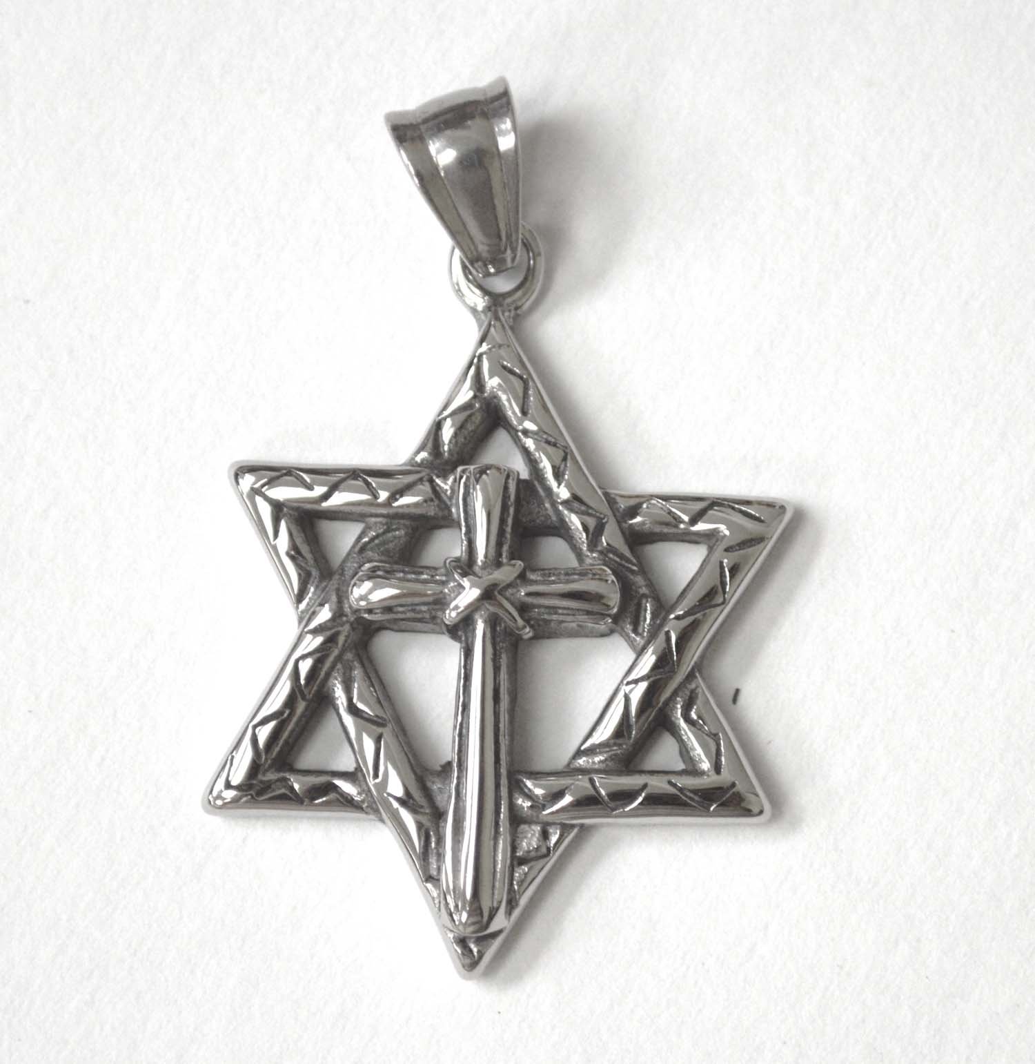 Star of David Cross Stainless Steel Pendant 86-2462S