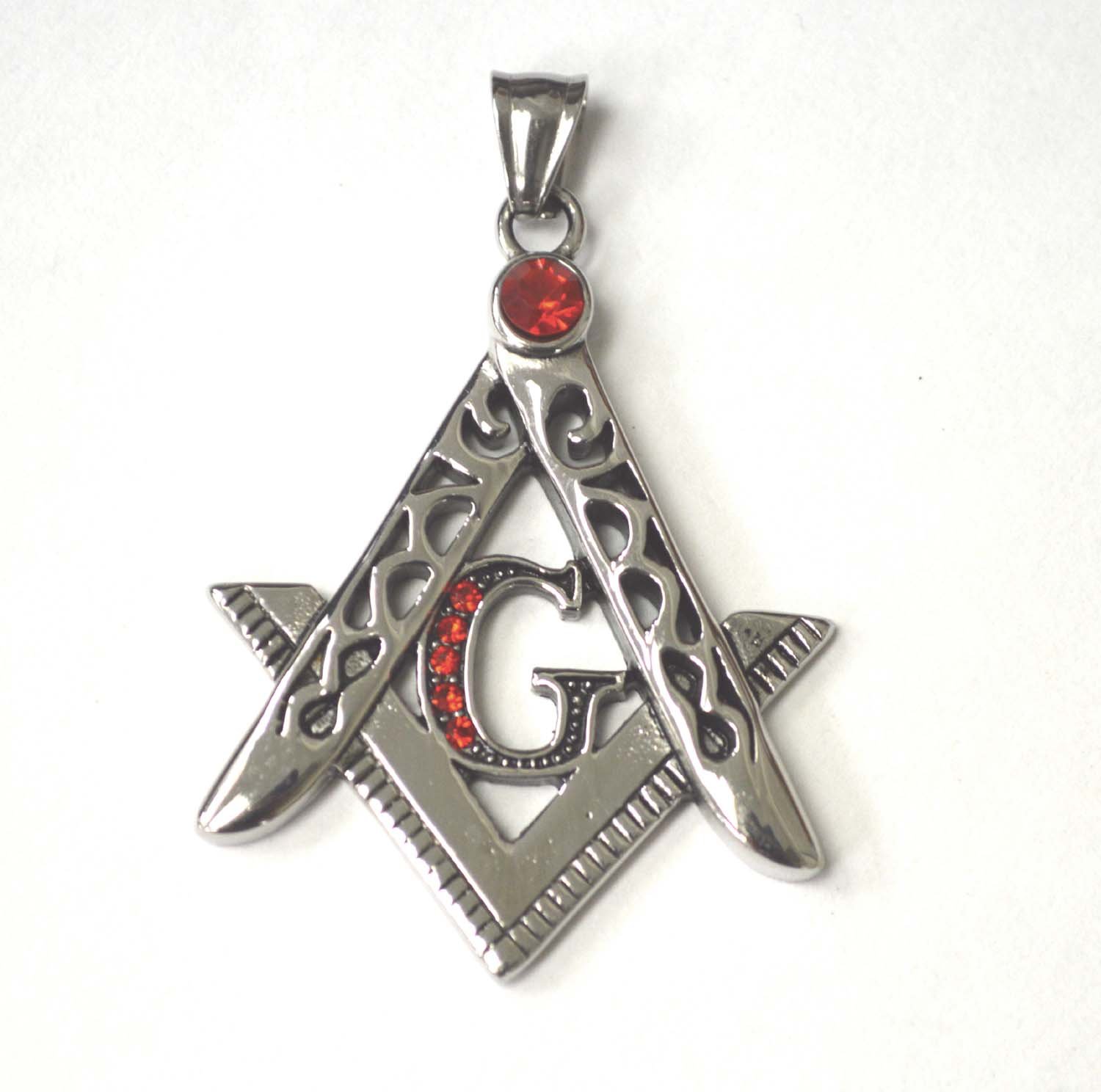 Masonic Pendant Stainless Steel 86-1366-Red