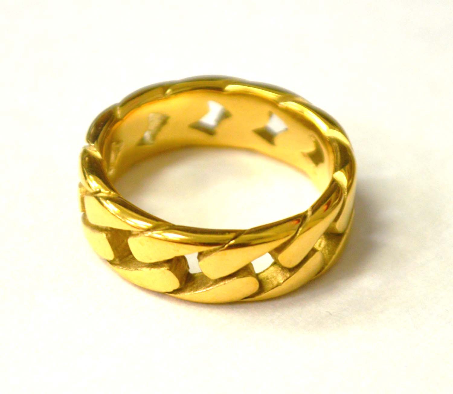 7mm Curb Link Gold Plated Ring 81-800G-7