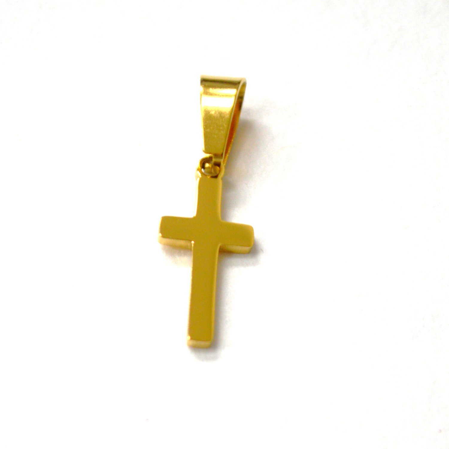 Tiny Plain Cross Gold IP Plated Pendant 86-3068G