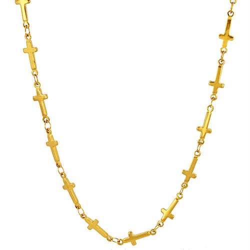 Cross Gold IP Plated Necklace 85-184G