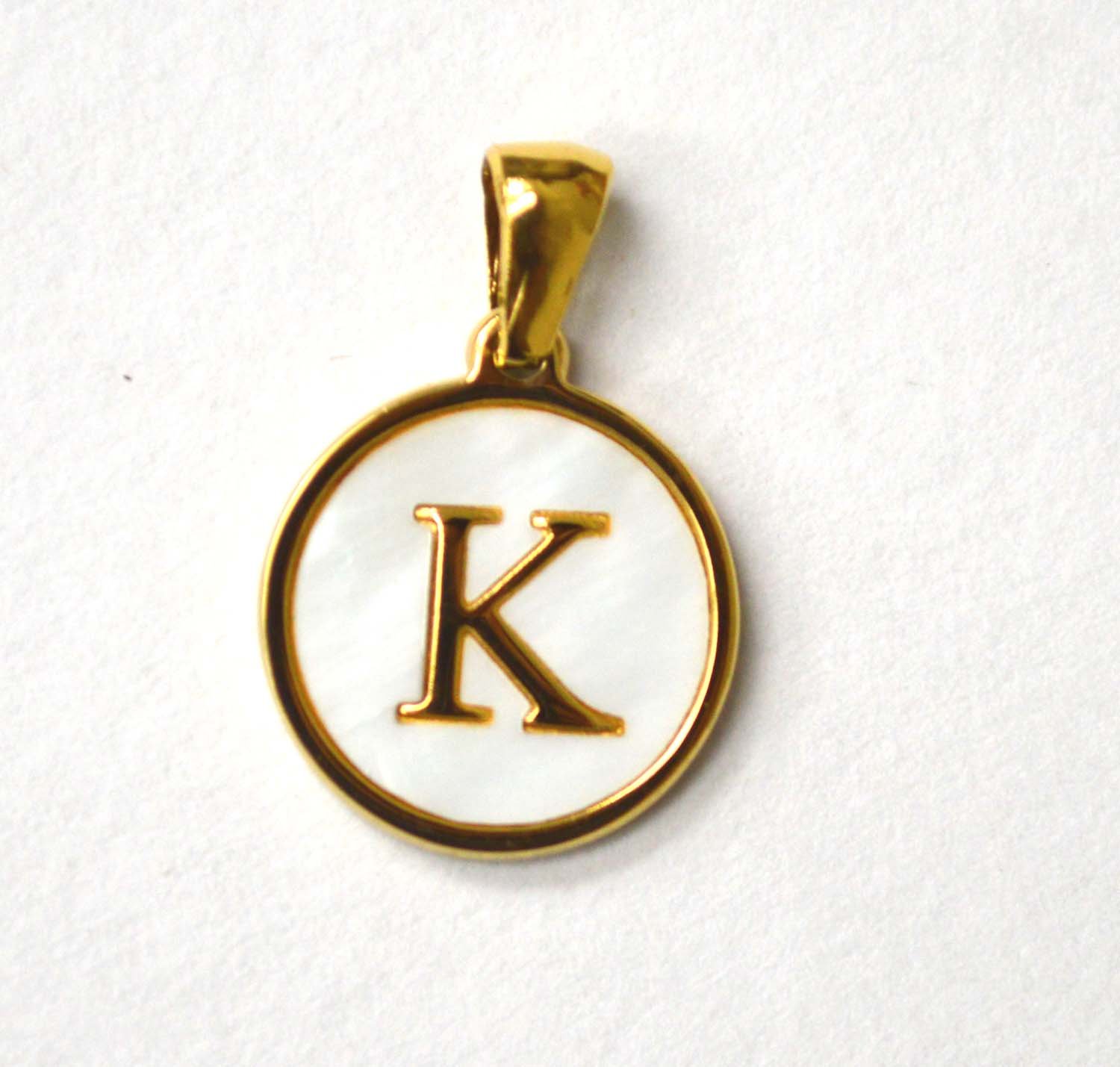 K Initial Gold IP Plated in Mother of Pearl Pendant 86-2479-K