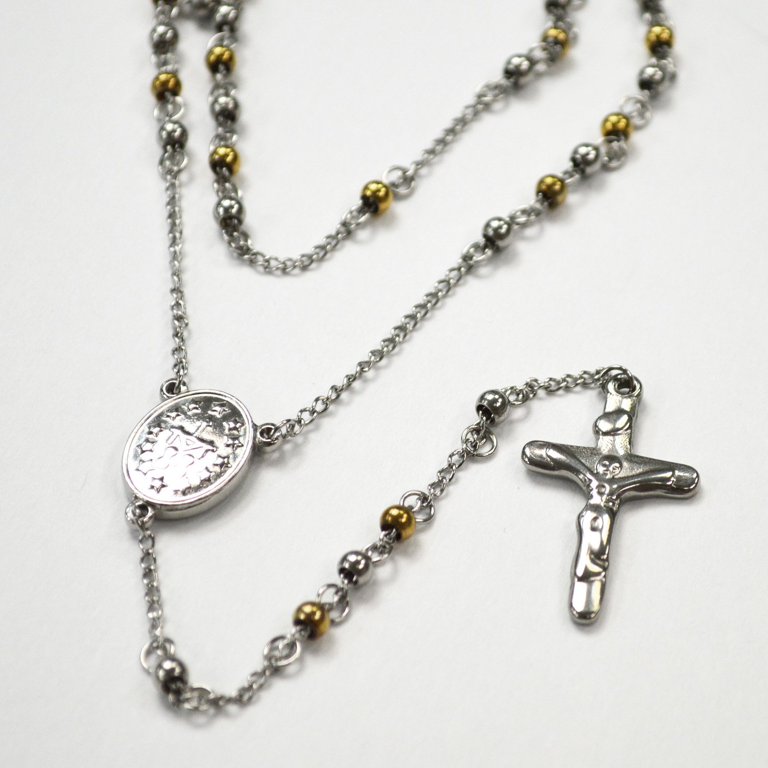 4MM 2 TONE GOLD IP PLATED ROSARY 87-25-2T