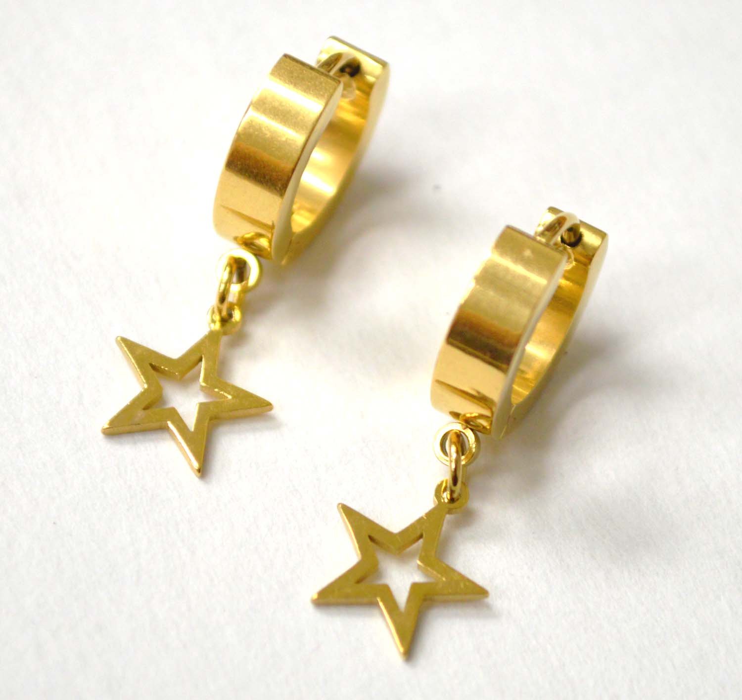 Dangling Star Gold Plated Huggies 83-872G