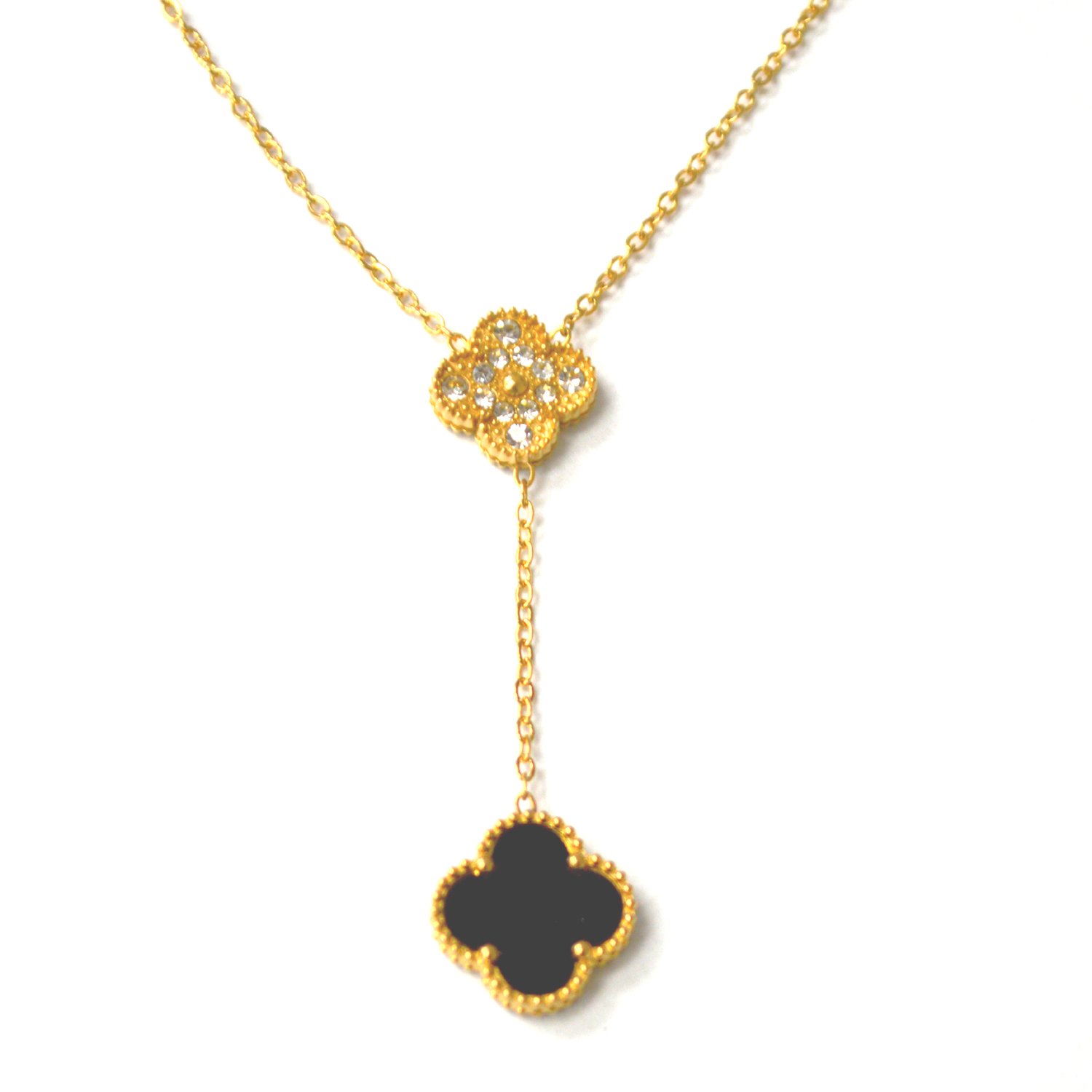 Designer Inspired Gold Plated Necklace 85-295G Black