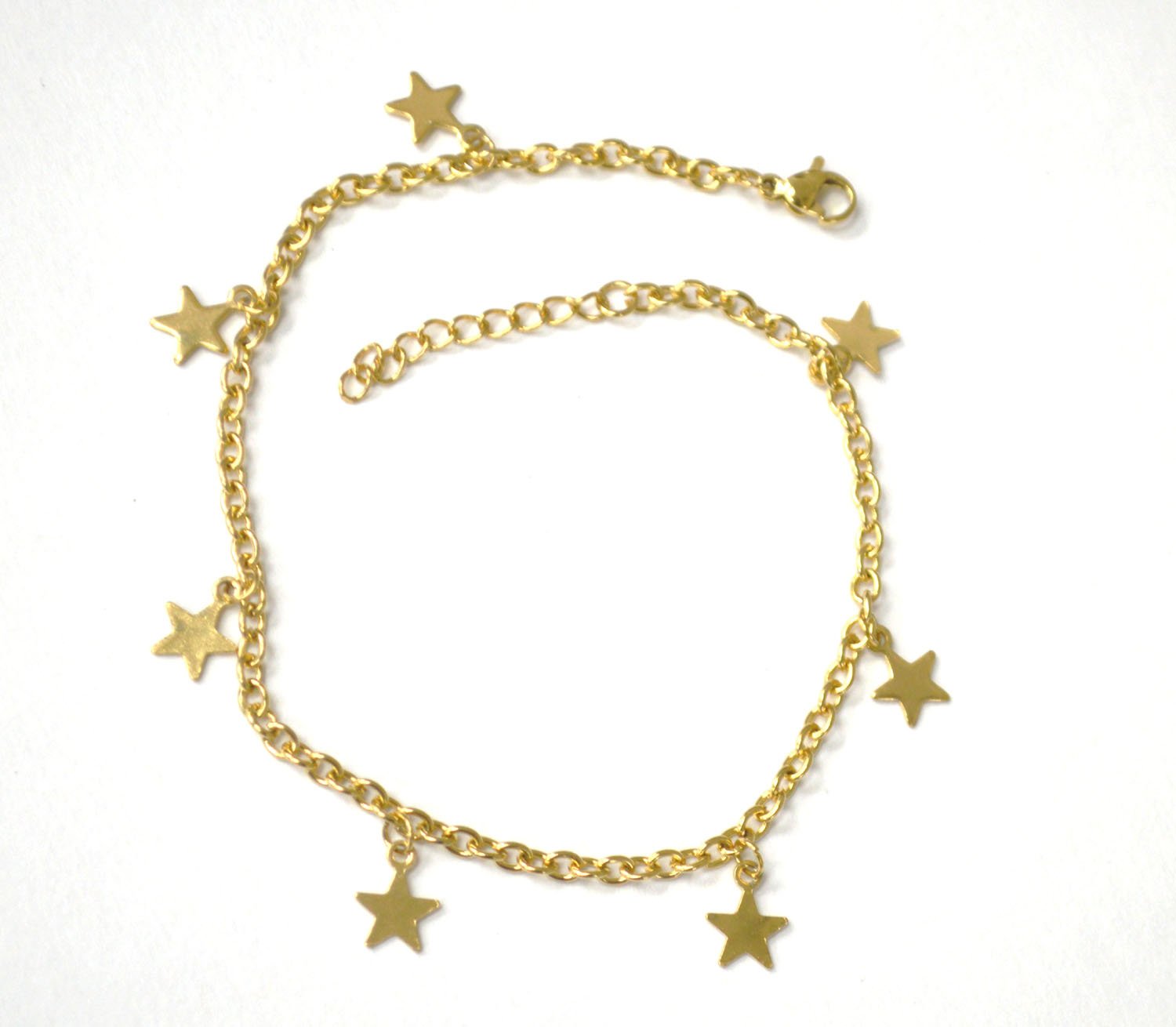 Dangling Stars Gold IP Plated Anklet  82-217G