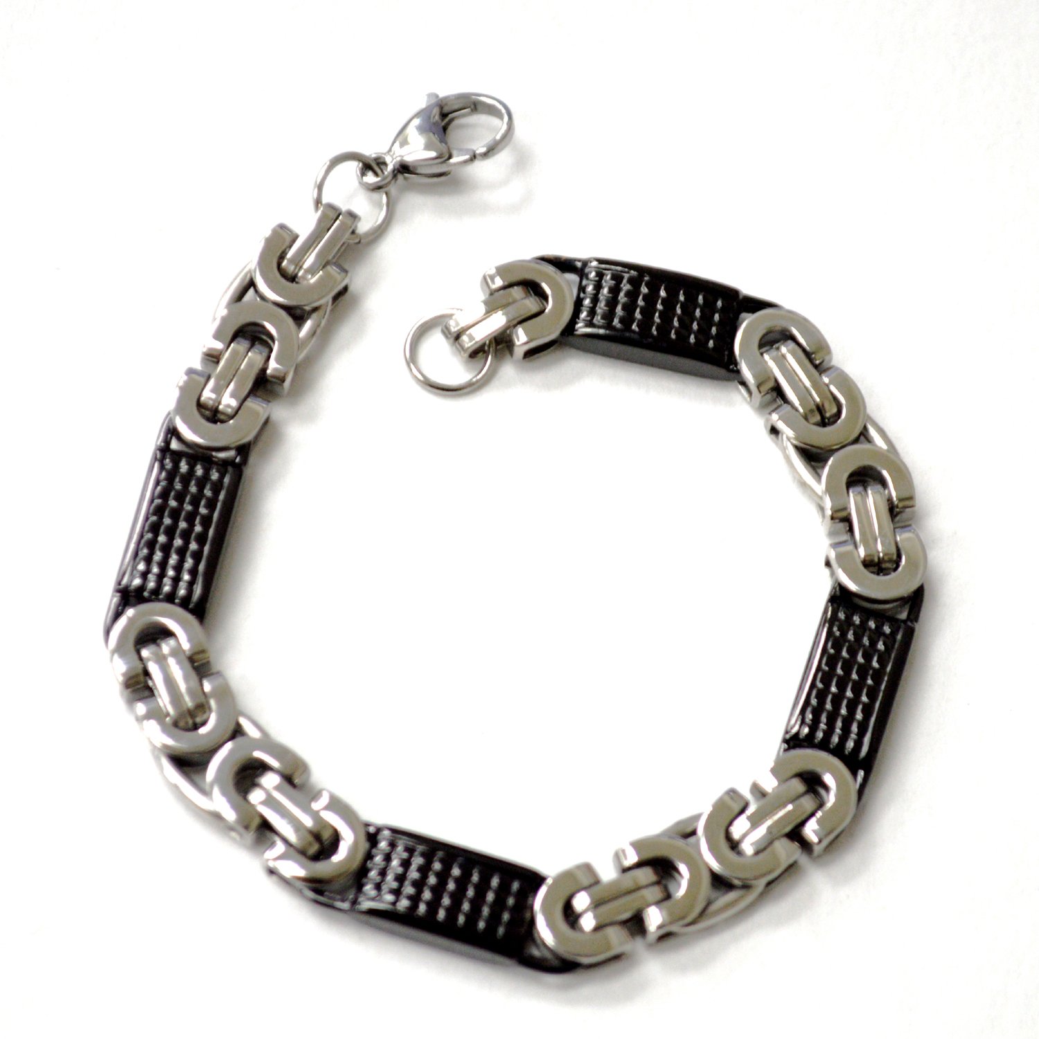 2 Tone Black Flat Byzentine Bracelet 84-1983-2TB