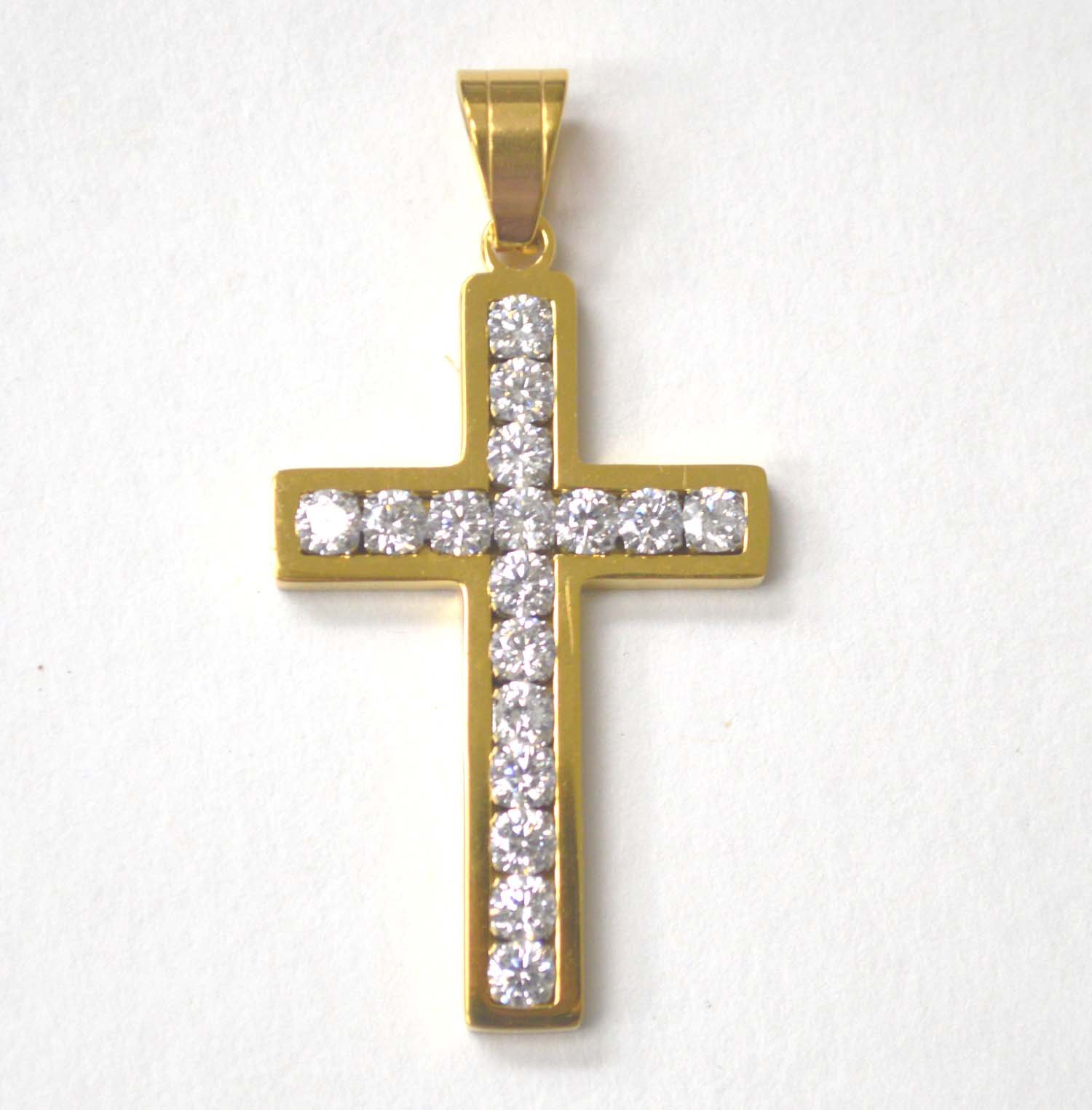 Cross with Stones Gold Plated Pendant 86-2605G