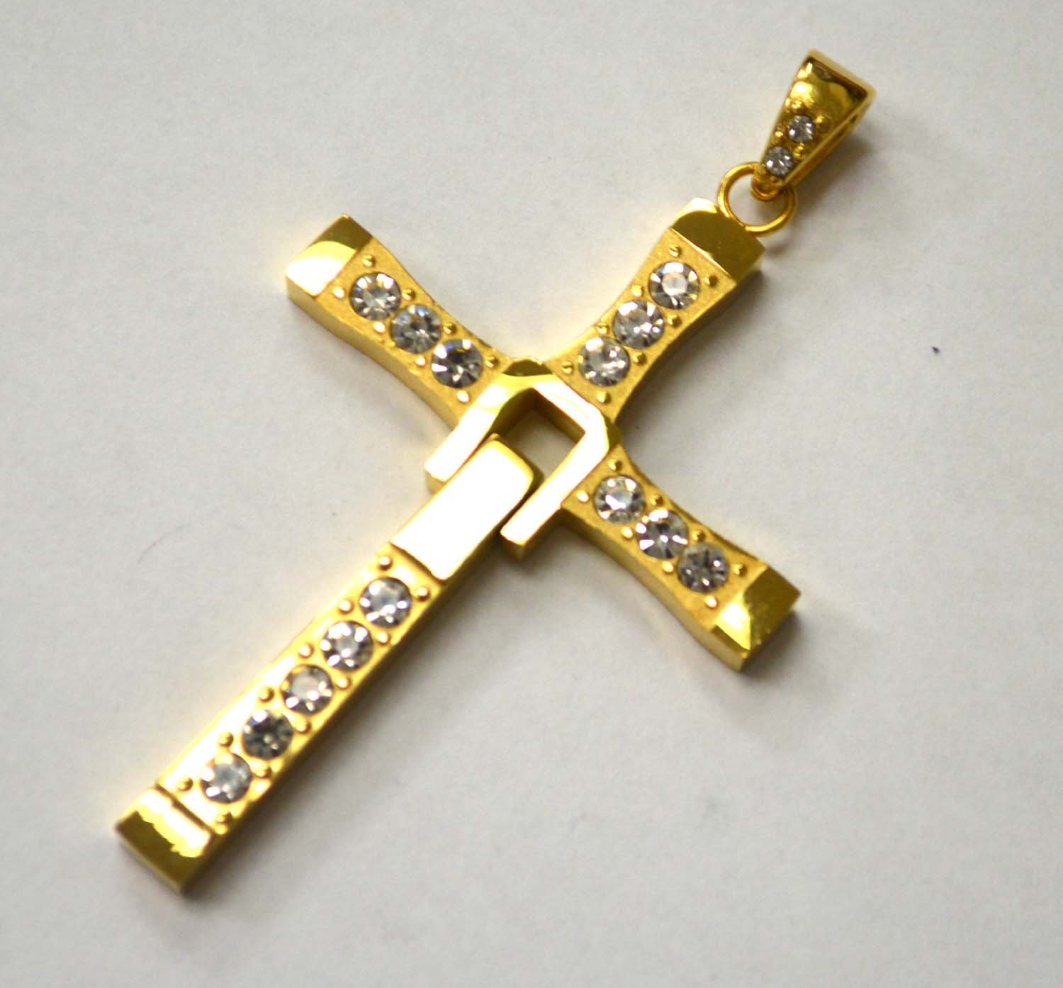 Cross with Stones Movable Gold Plated Pendant 86-2403G-L