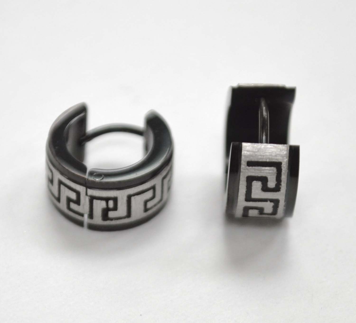 2 Tone Black Glitter Huggies Earring 83-343B