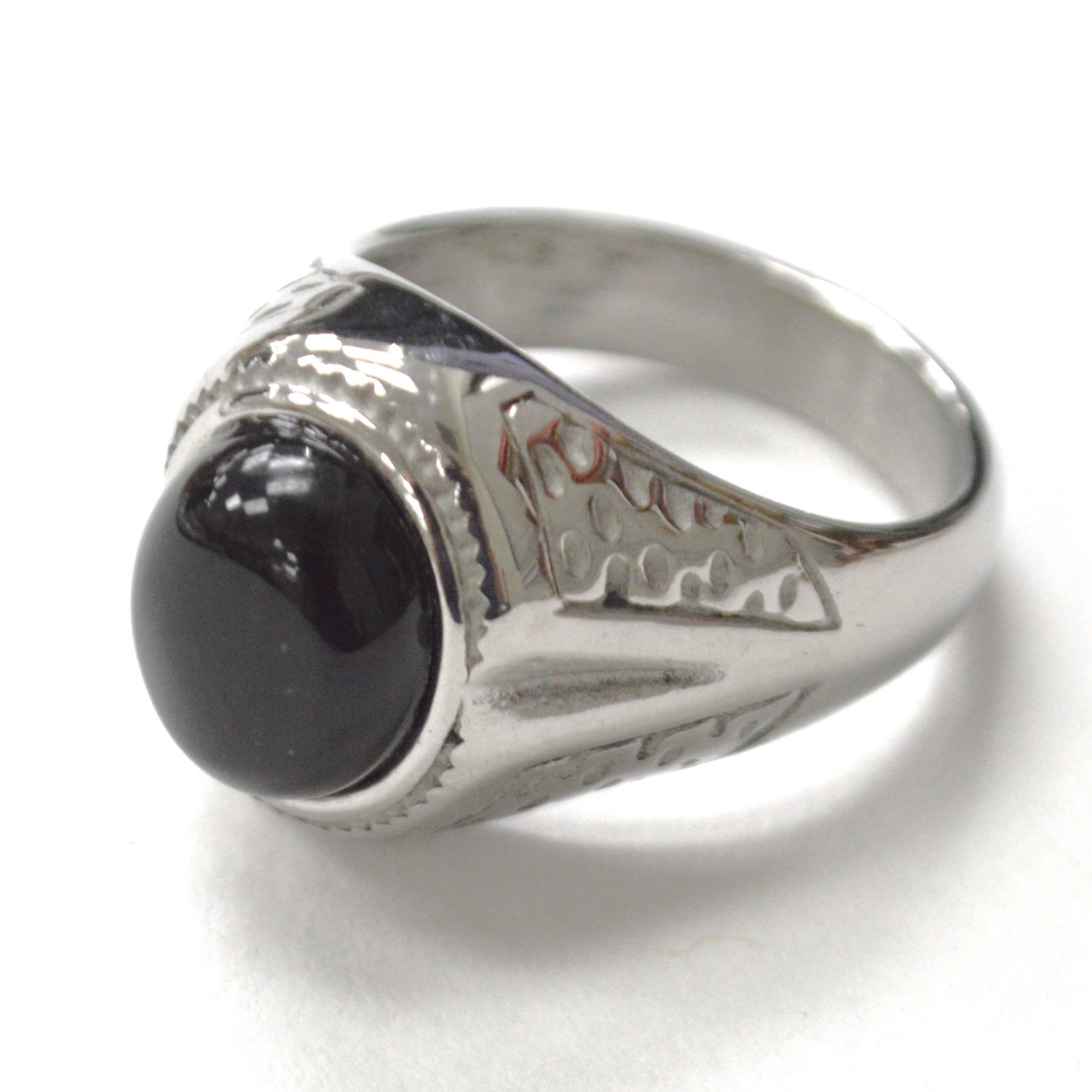 Black Stone Stainless Steel Ring 81-1666