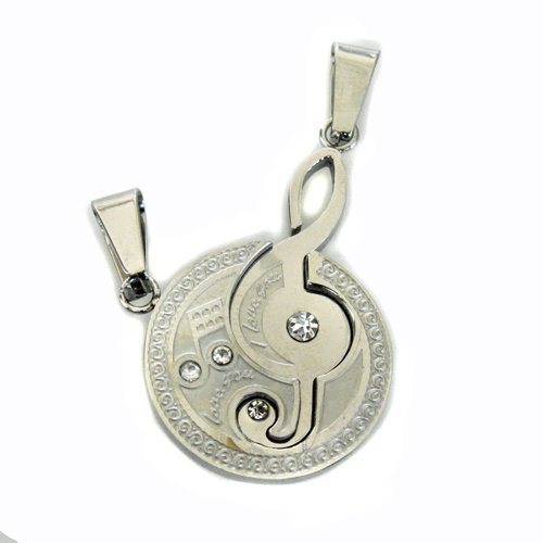 CZ Music Note Pair Puzzle Pendant 86-619