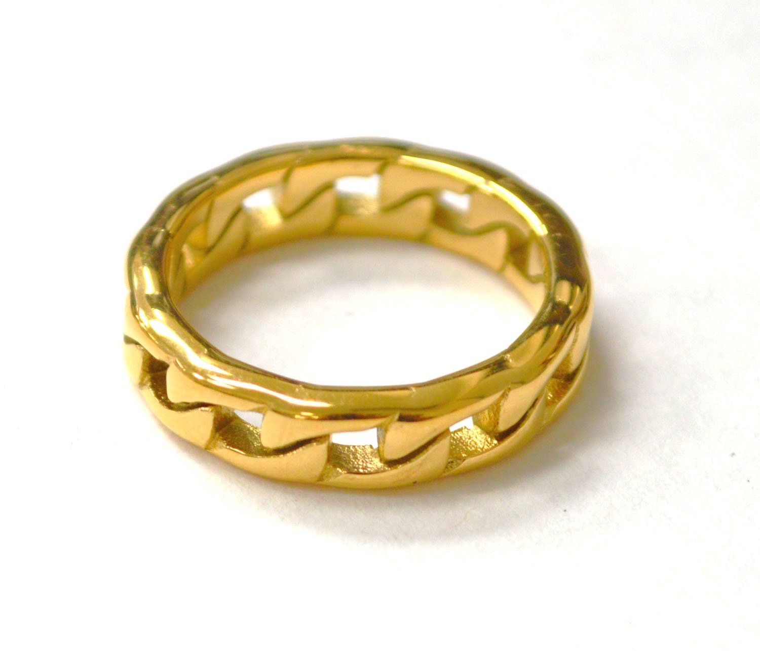 5mm Curb Link Gold Plated Ring 81-800G-5