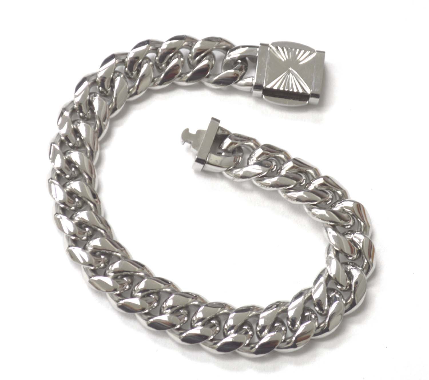 12mm Miami Cuban Stainless Steel with Fancy Lock 84-1877-BV-2