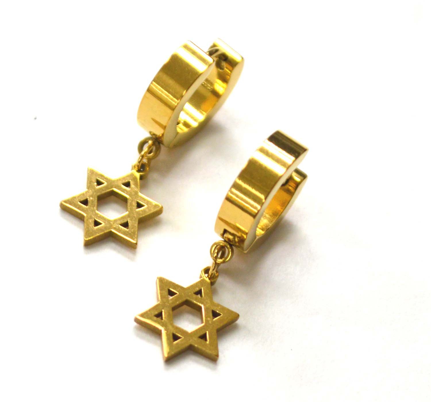 Star of David Gold Plated Huggies Earring 83-852G