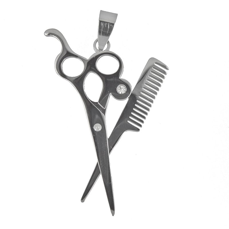 Scissor and Comb Stainless Steel Pendant 86-1862S
