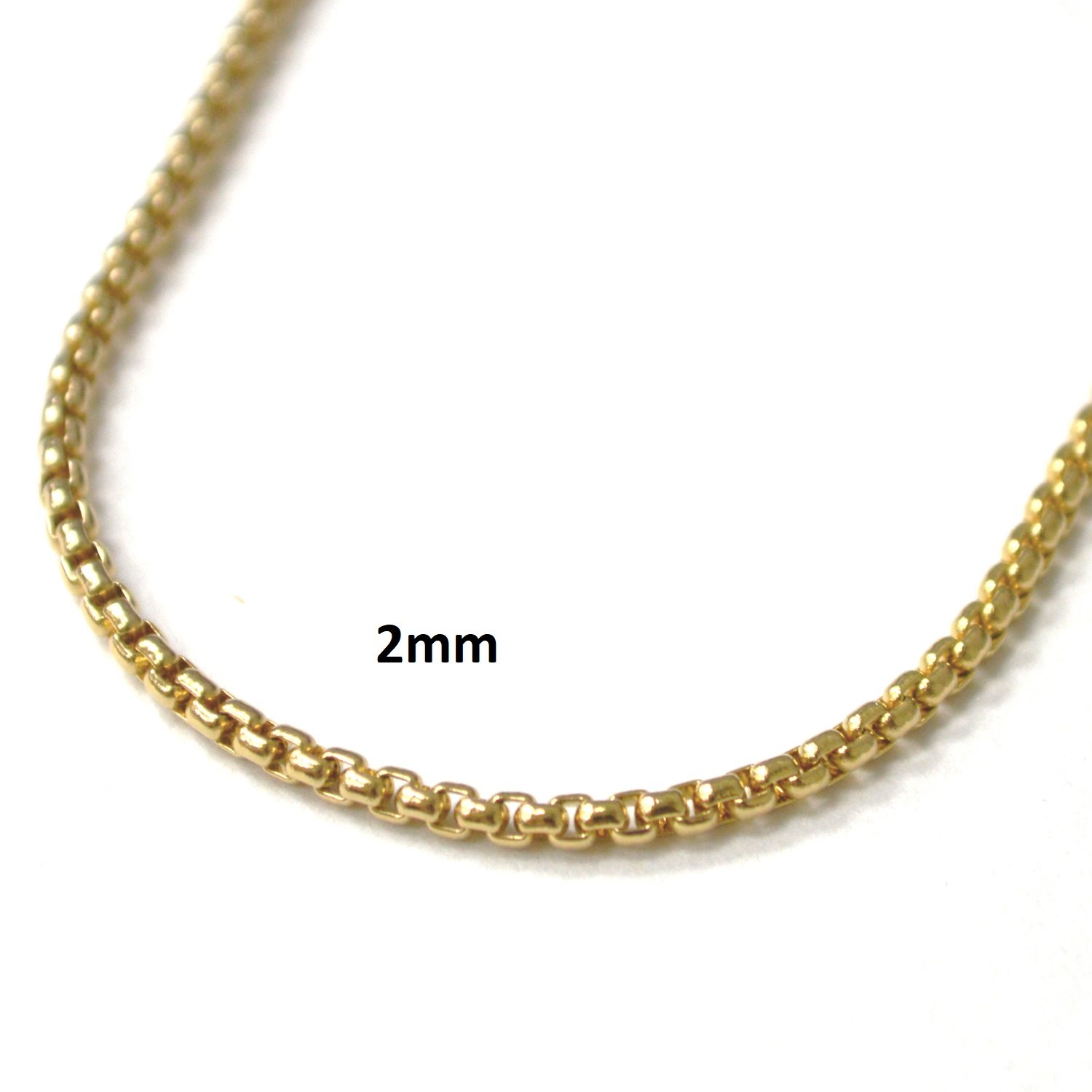 2mm Sq Rolo 14k Gold Plated Stainless Steel Chain 85-207-14G-2