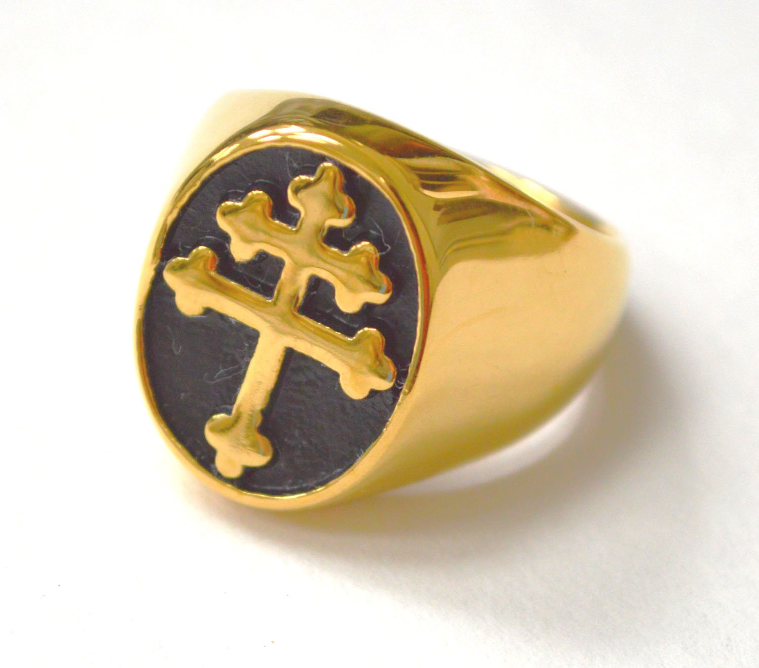 Patriarchal Cross Gold IP Plated Ring 81-1570G