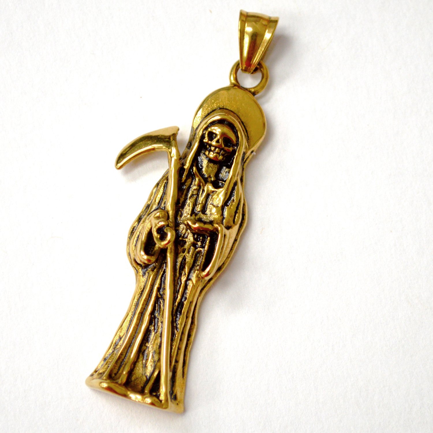 Santa Muerte Gold Plated Pendant 86-1606G