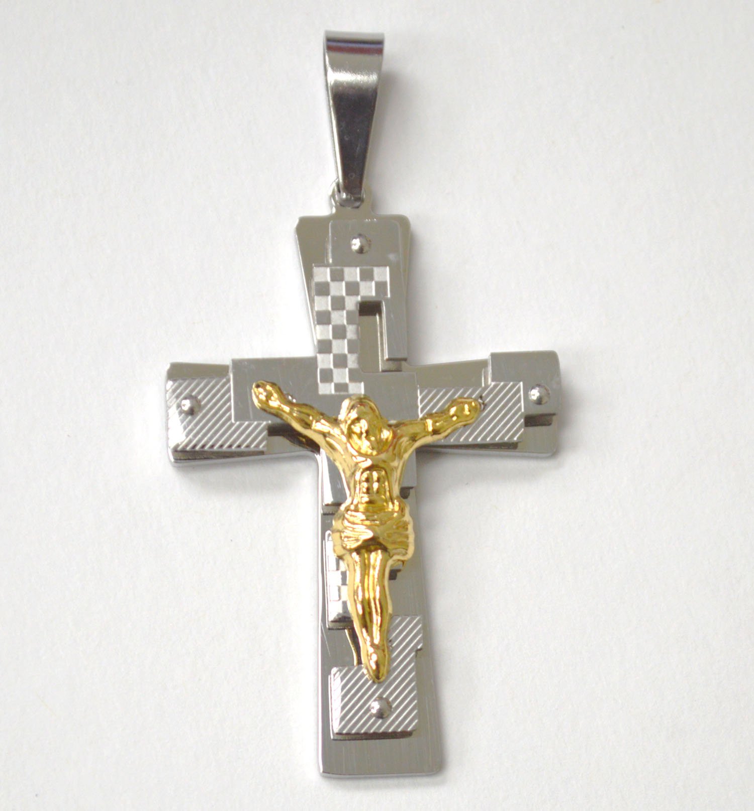 Crucifix Cross 2 Tone Gold Plated Pendant 86-2856-2TG