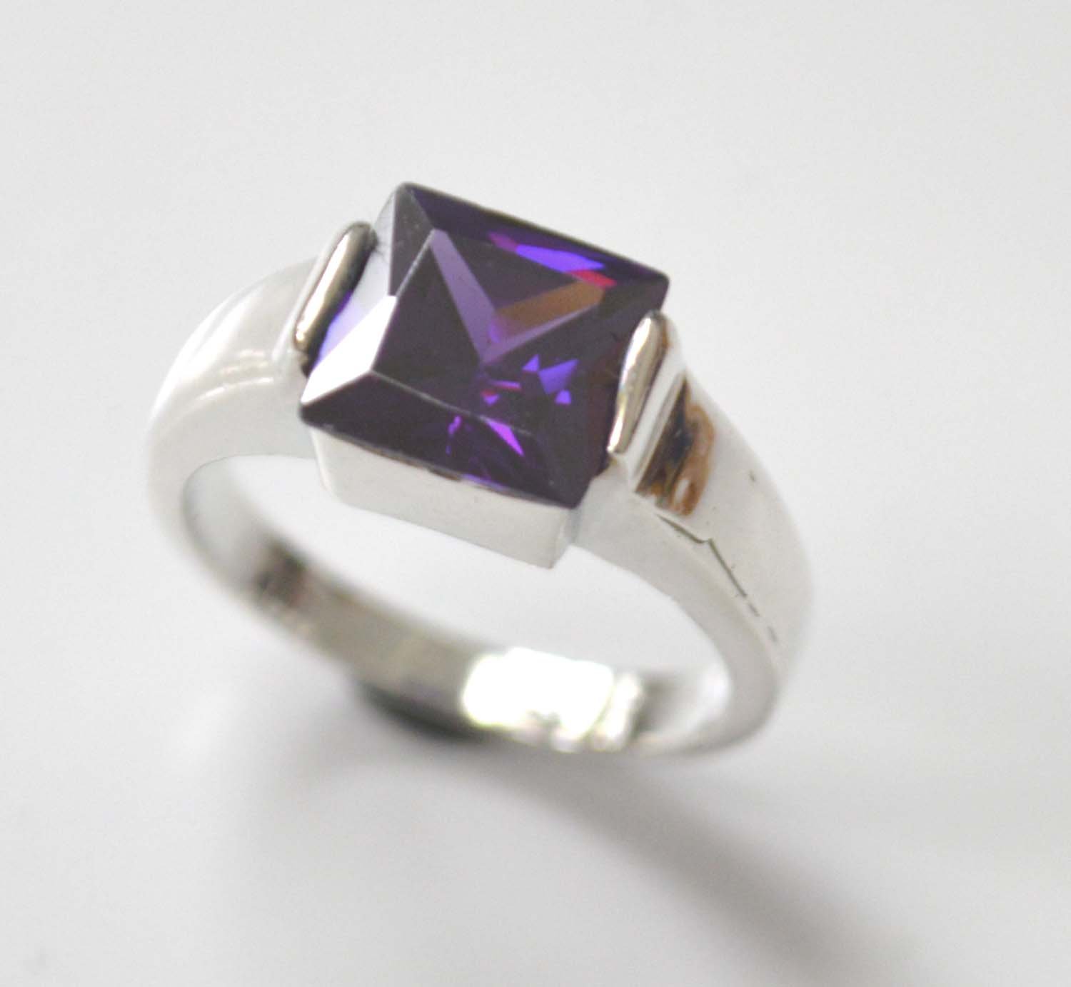 CZ Stone Ring Sterling Silver 51-2063 Pur