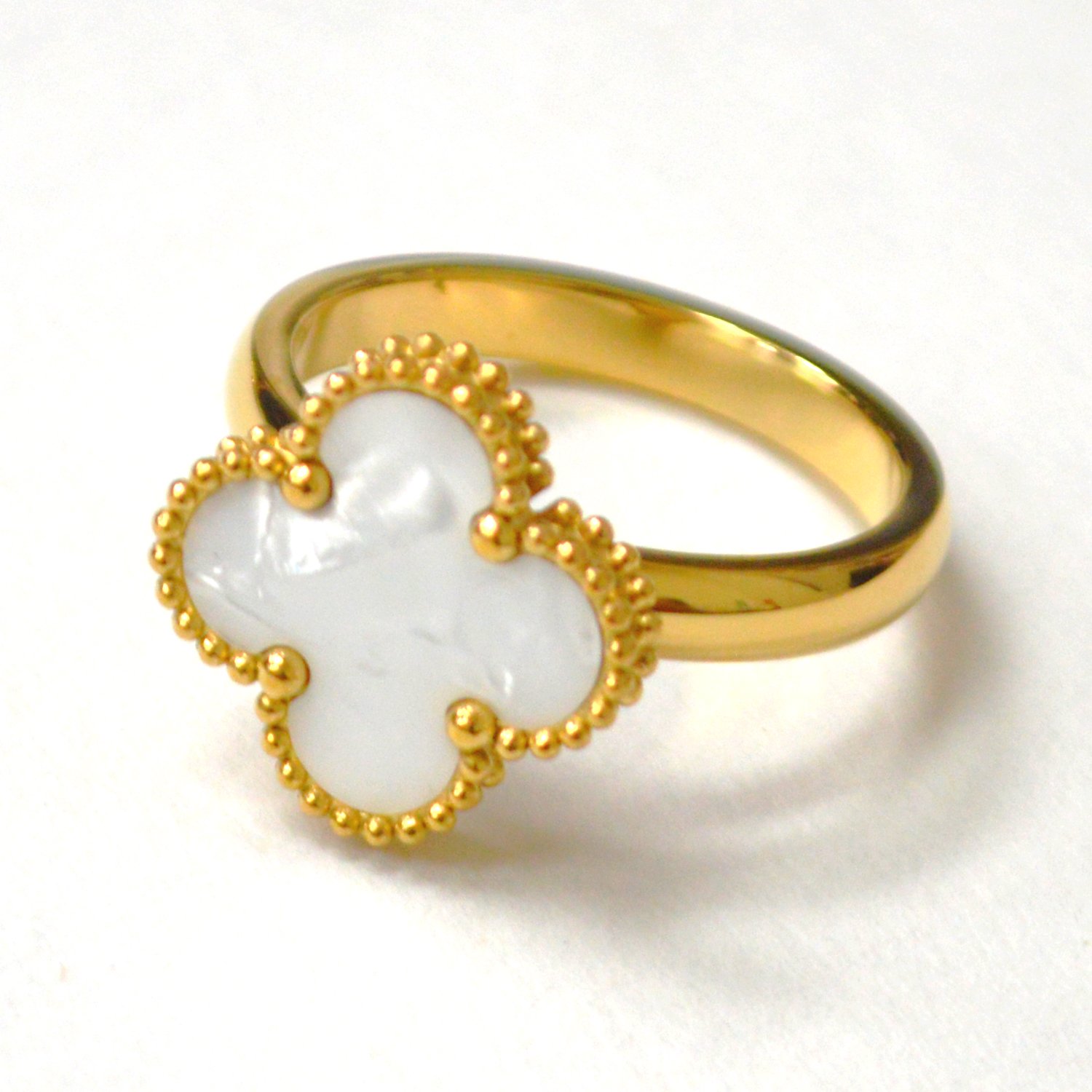 Clover Gold IP Plated Ring 81-1755G-MOP-15