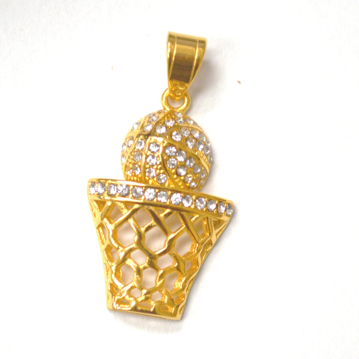 Basketball Hoop Gold IP Plated Steel Pendant 86-2622G-Sm