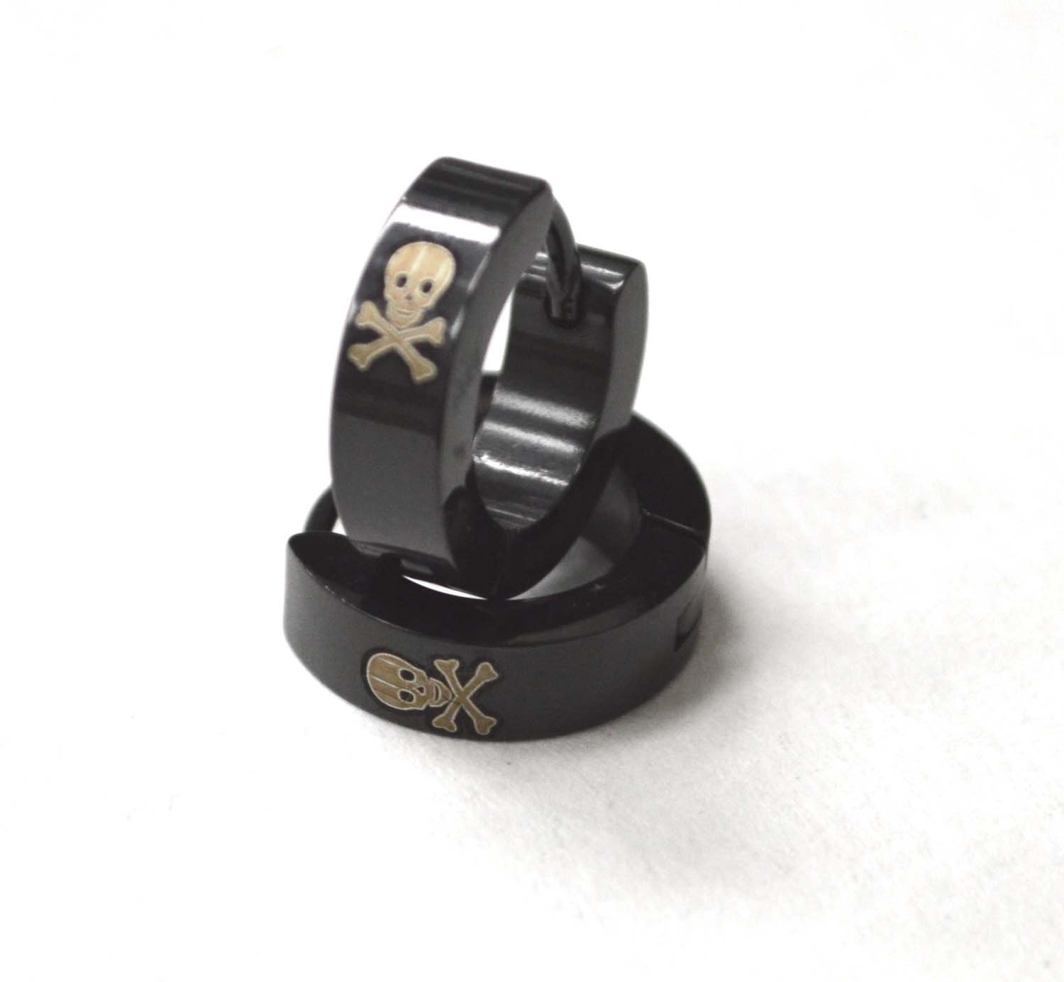 Crossbone Skull Black Plated Huggies 83-249B