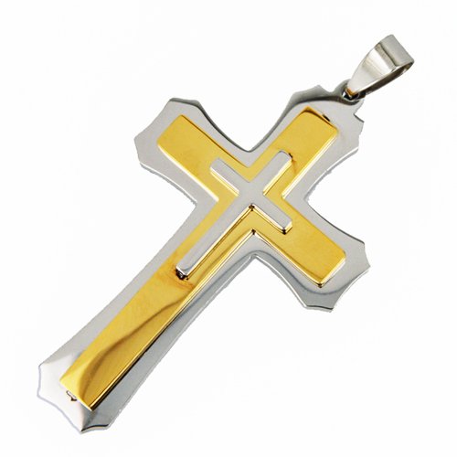 Two Tone Gold Cross Pendant   86-1364-2T