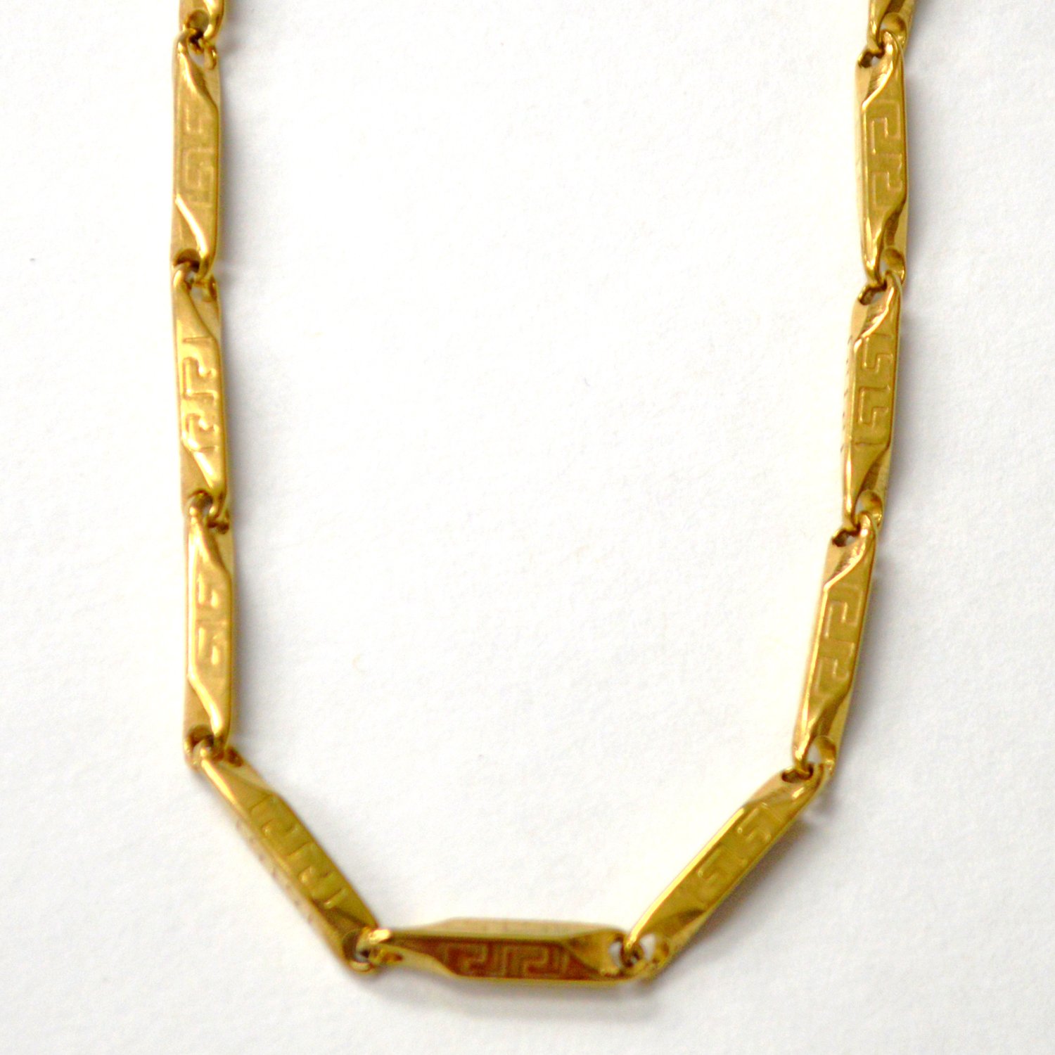 3mm Greek Key Block Gold Plated Necklace 85-205G-3