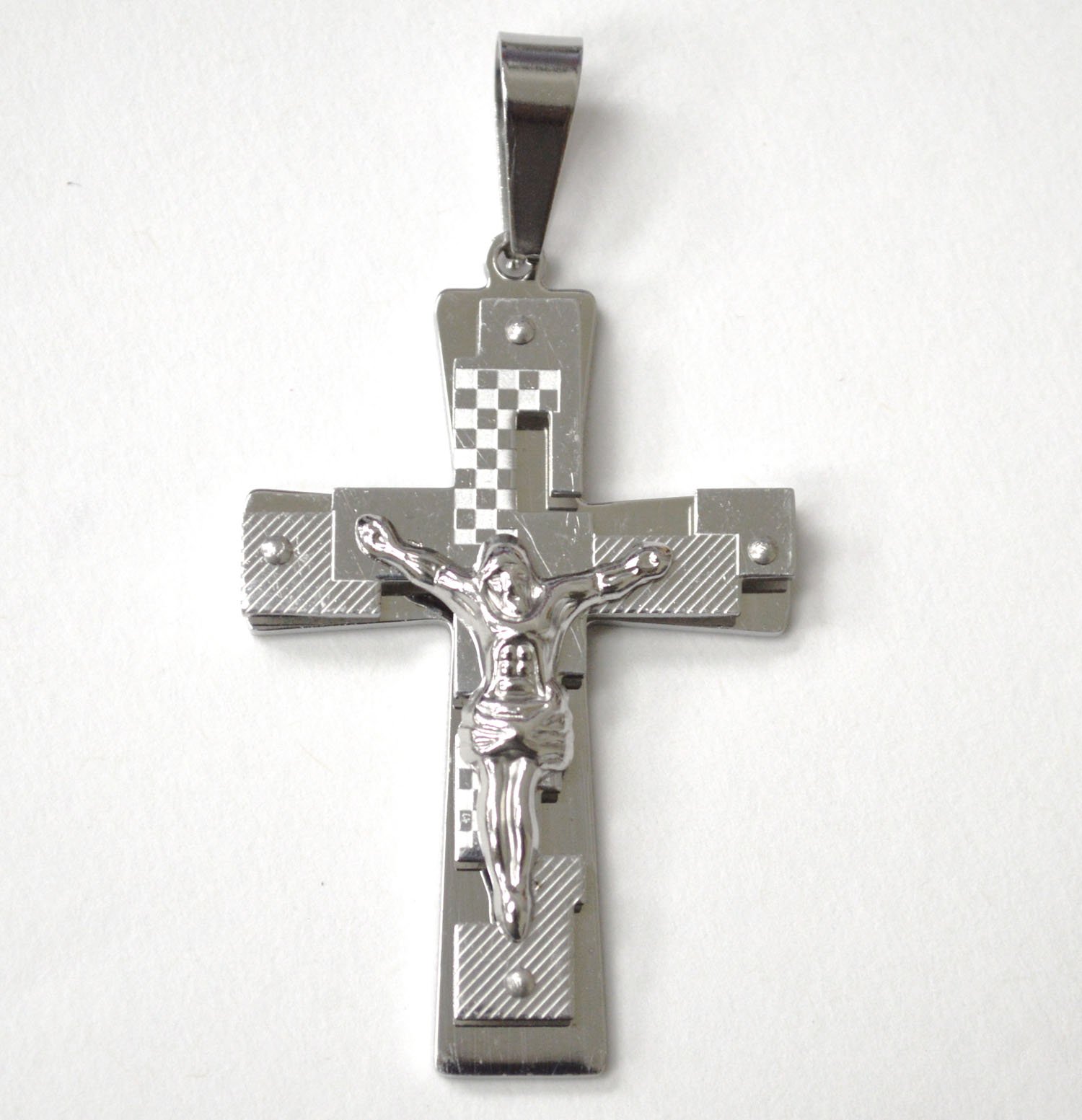 Crucifix Cross Stainless Steel Plated Pendant 86-2856S