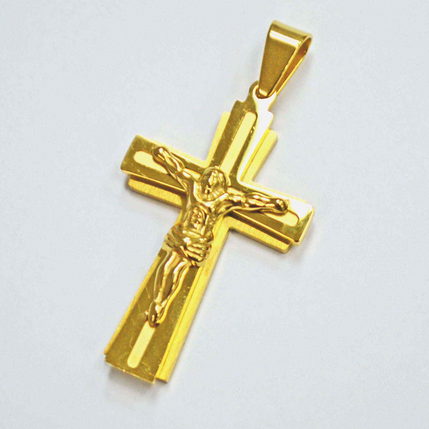 Crucifix Gold Plated Pendant 86-1990G