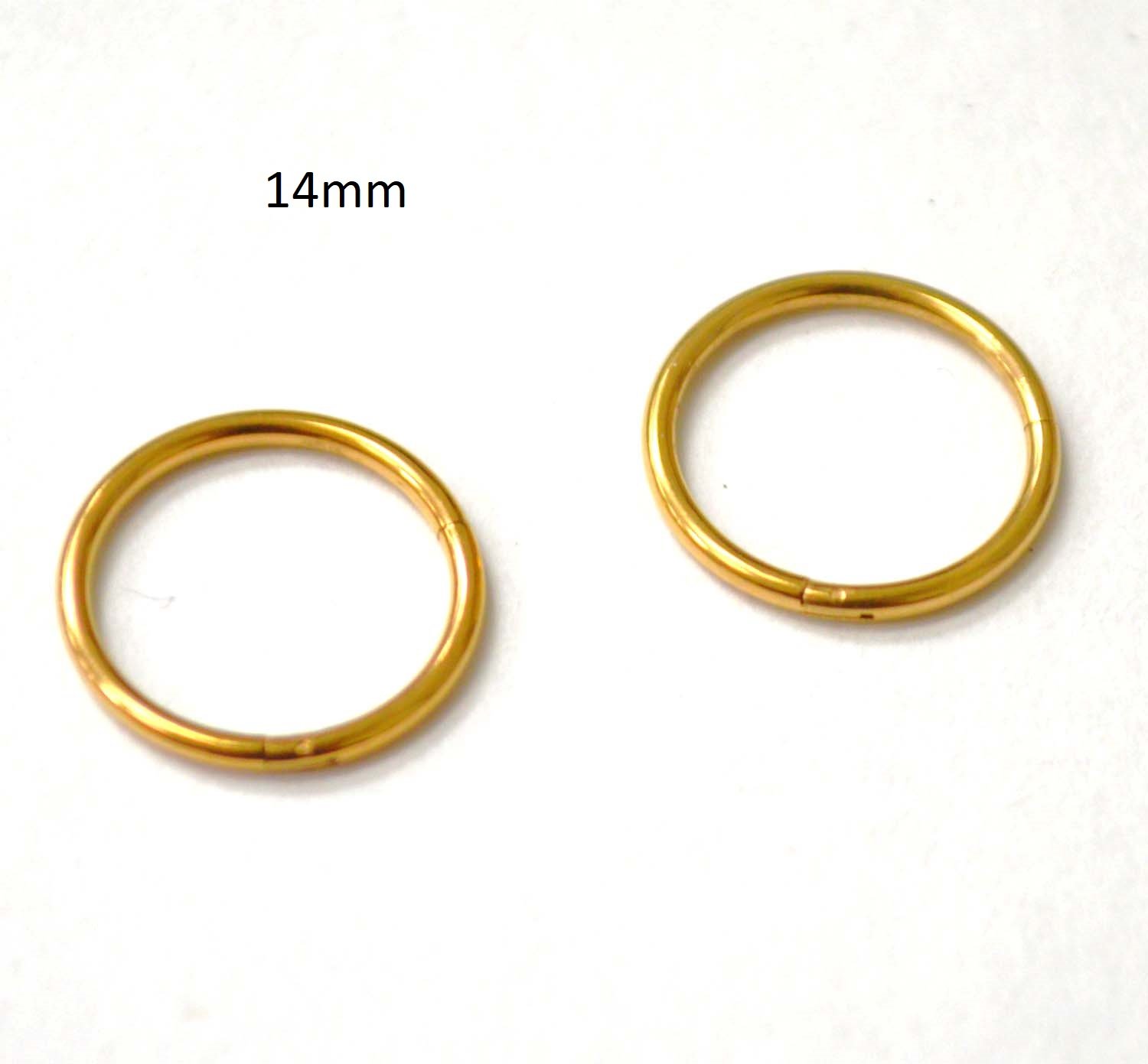 of Hinged Gold Plated Hoops Earrings (14mm)83-820G-4