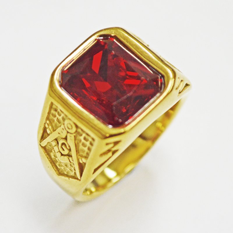 RED STONE GOLD RING  81-1236G-RED