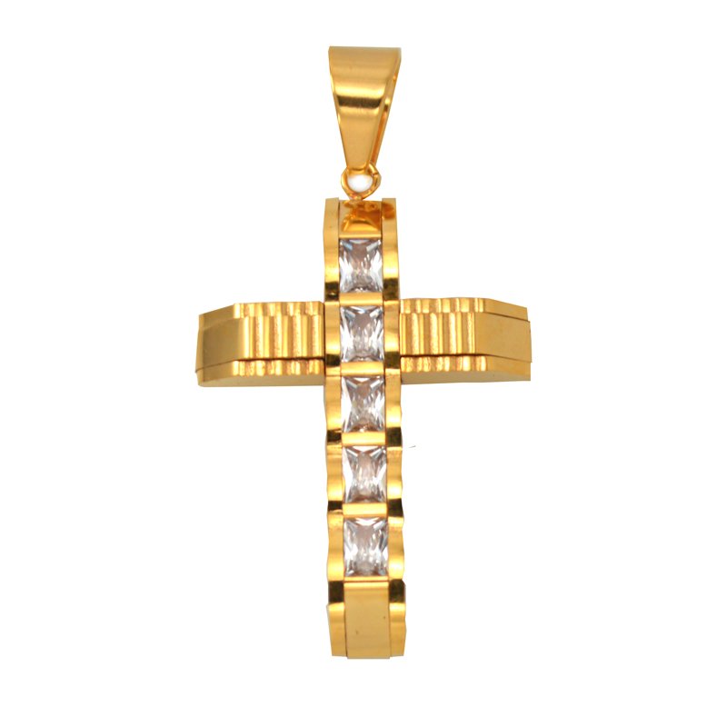 Cross with Stones Gold IP Plated  86-1865G