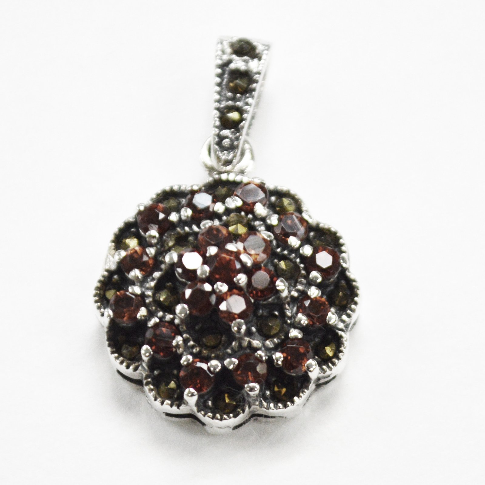 CZ Stone Marcasites Pendant Sterling Silver 562009