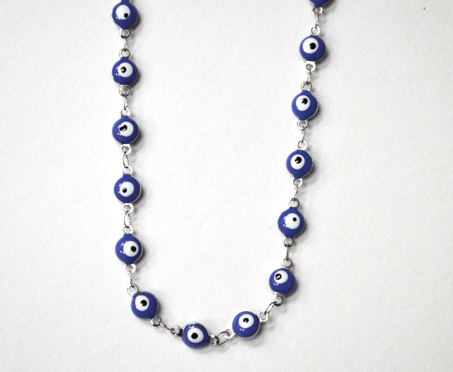 Eye Stainless Steel Necklace 85-1815S-Royal Blue