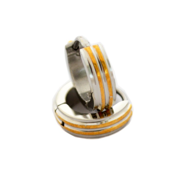 2 TONES HUGGIE EARRINGS