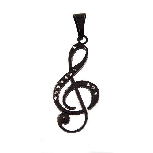 G CLEF NOTE Black Plated Pendant  86-1598B
