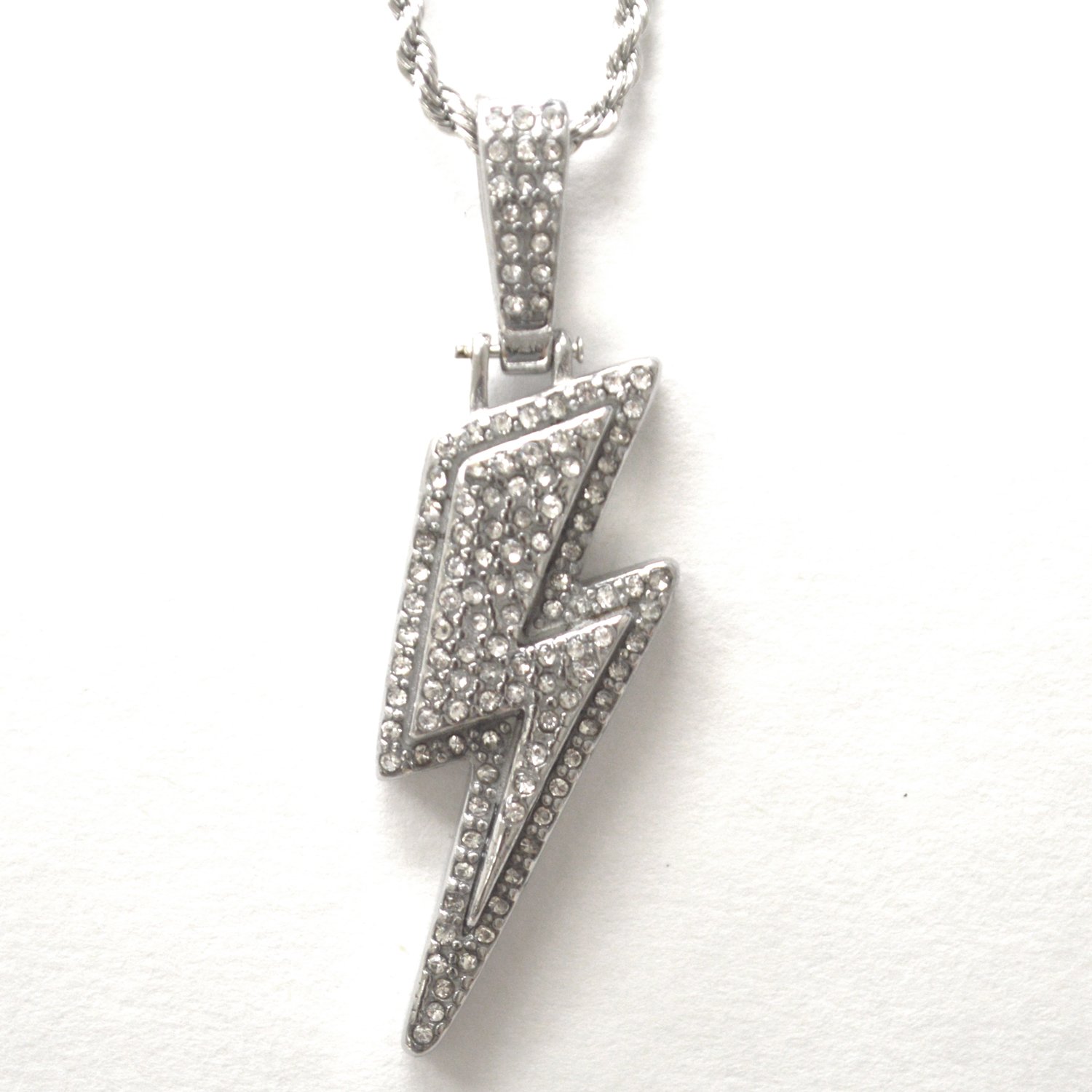 Lightning Bolt with Stones Stainless Steel Pendant 86-2841S