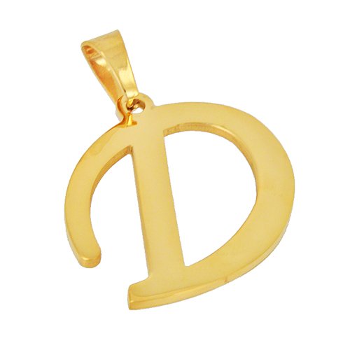 D Initial Gold IP Plated Pendant